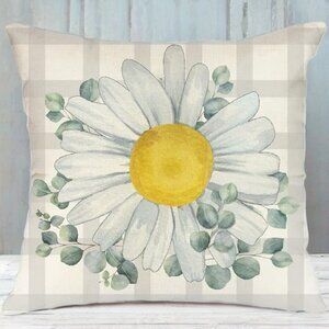 Floral Pillow Cover Decorative Case Cottage Farmhouse Summer Spring Decor 16x16